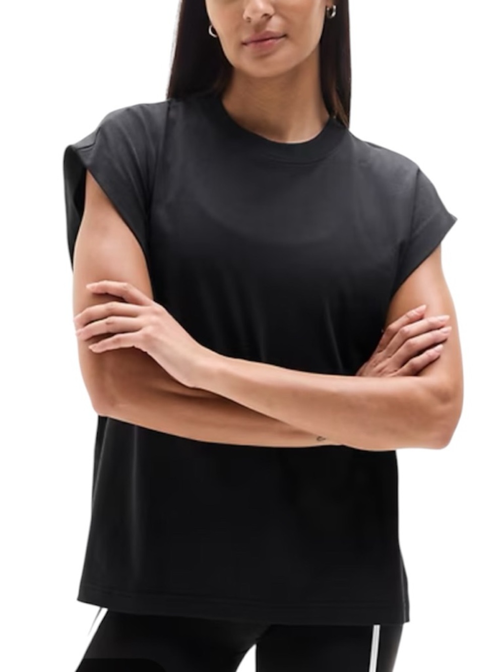 Athleta True Cotton Oversized Muscle black Tee size M